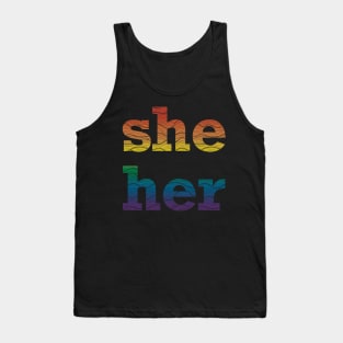 Rainbow She Her Waves Tank Top